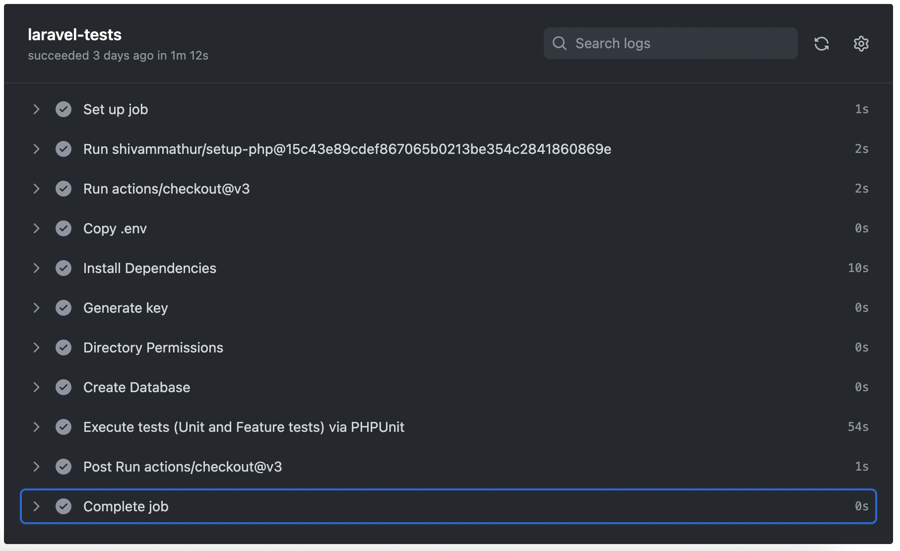 Screenshot of valid GitHub Workflow